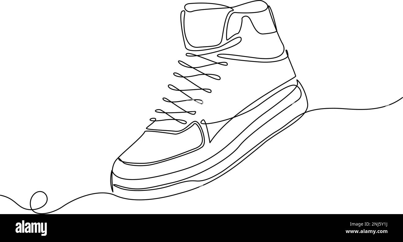 dessin continu d'une seule ligne de la sneaker haute, illustration vectorielle de l'art de la ligne Illustration de Vecteur