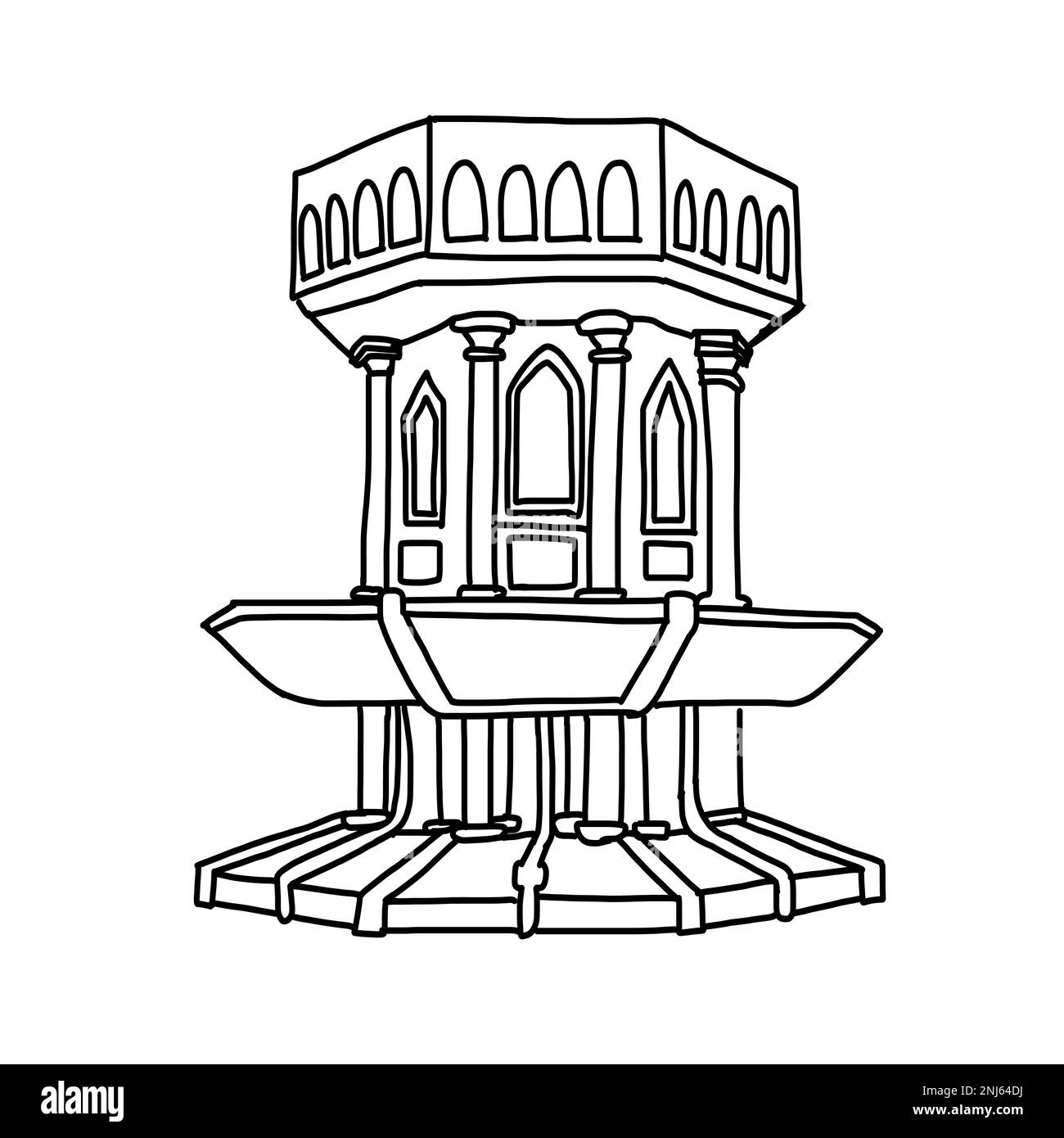 Salle de bains en forme de douche à effet de boodle. Illustration vectorielle isolée sur fond blanc. Illustration de Vecteur