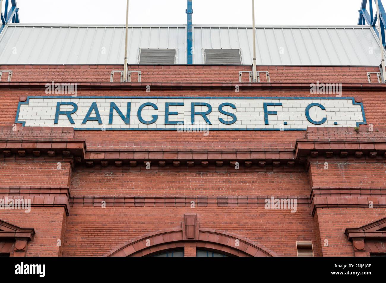 Panneau Rangers FC sur Ibrox Stadium, Edmiston Drive, Ibrox, Glasgow, Écosse, Royaume-Uni, Europe Banque D'Images