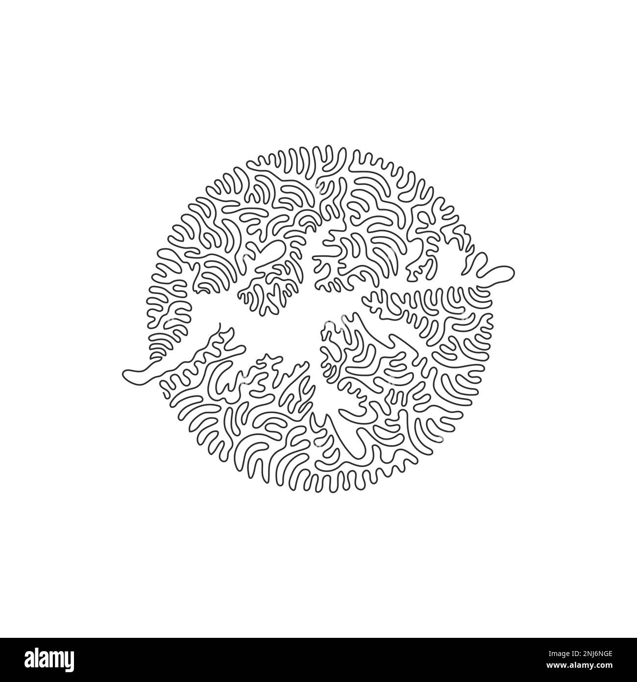 Simple curly une ligne dessin de beaux feuilles seadragon art abstrait Dessin au trait continu illustration vectorielle de mignon, transparent Illustration de Vecteur