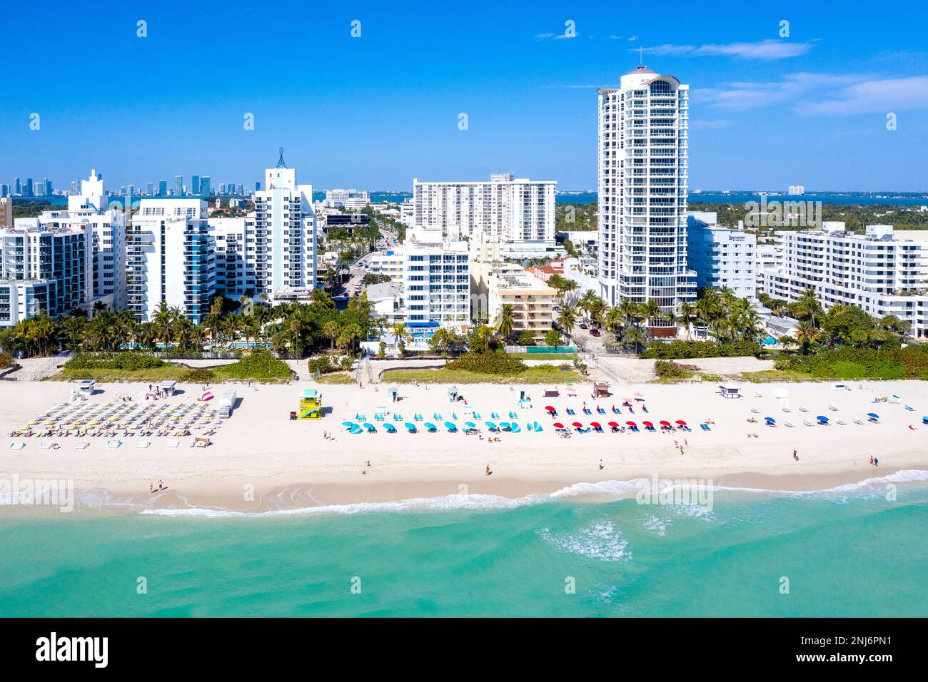 Vue aérienne de la plage, Miami Beach, Floride, États-Unis Banque D'Images Vue aérienne de la plage, Miami Beach, Floride, États-Unis Banque D'Images