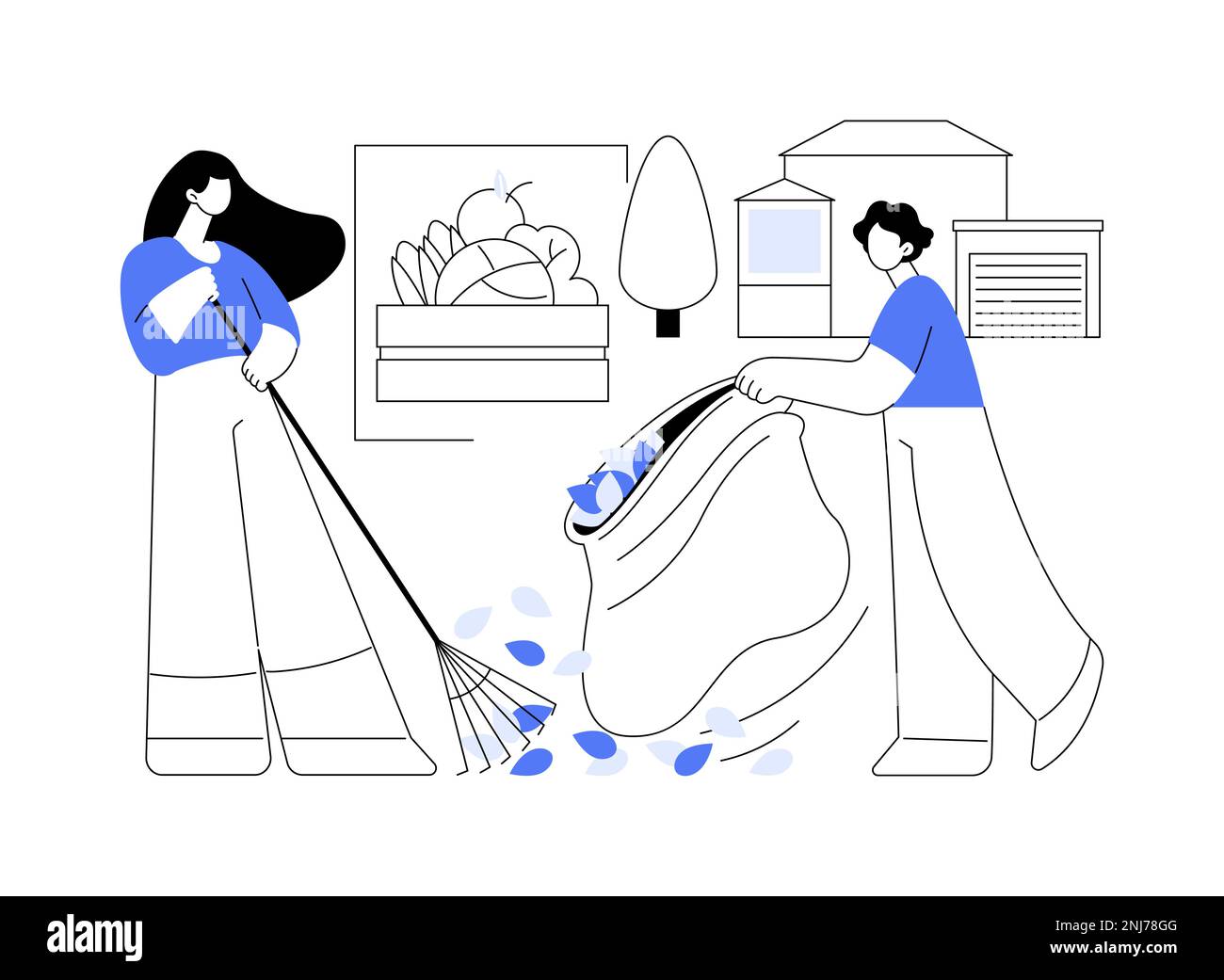 Illustration vectorielle abstraite de concept de nettoyage d'automne. Illustration de Vecteur