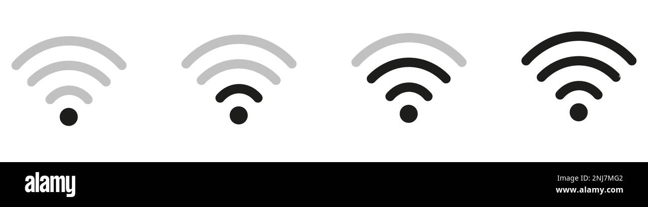 Définir l'icône wi-fi isolée sur fond blanc pour le téléphone..indicateur de puissance du signal sans fil mobile. Illustration de Vecteur