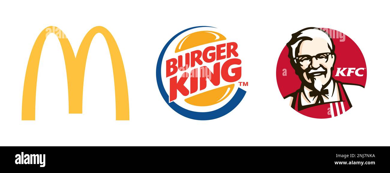 McDonalds, KFC, Burger King. Icône café.Illustration éditoriale. Illustration de Vecteur