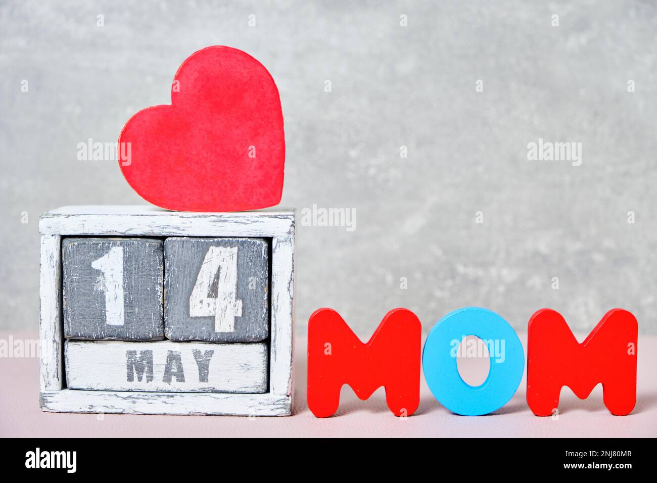 14 mai, calendrier et mot maman, concept pour la fête des mères Banque D'Images