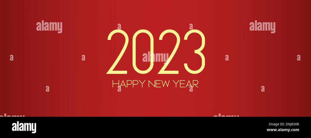 Joyeux nouveau 2023 ans élégant texte or avec lumière. Modèle de texte minimal. Illustration de Vecteur