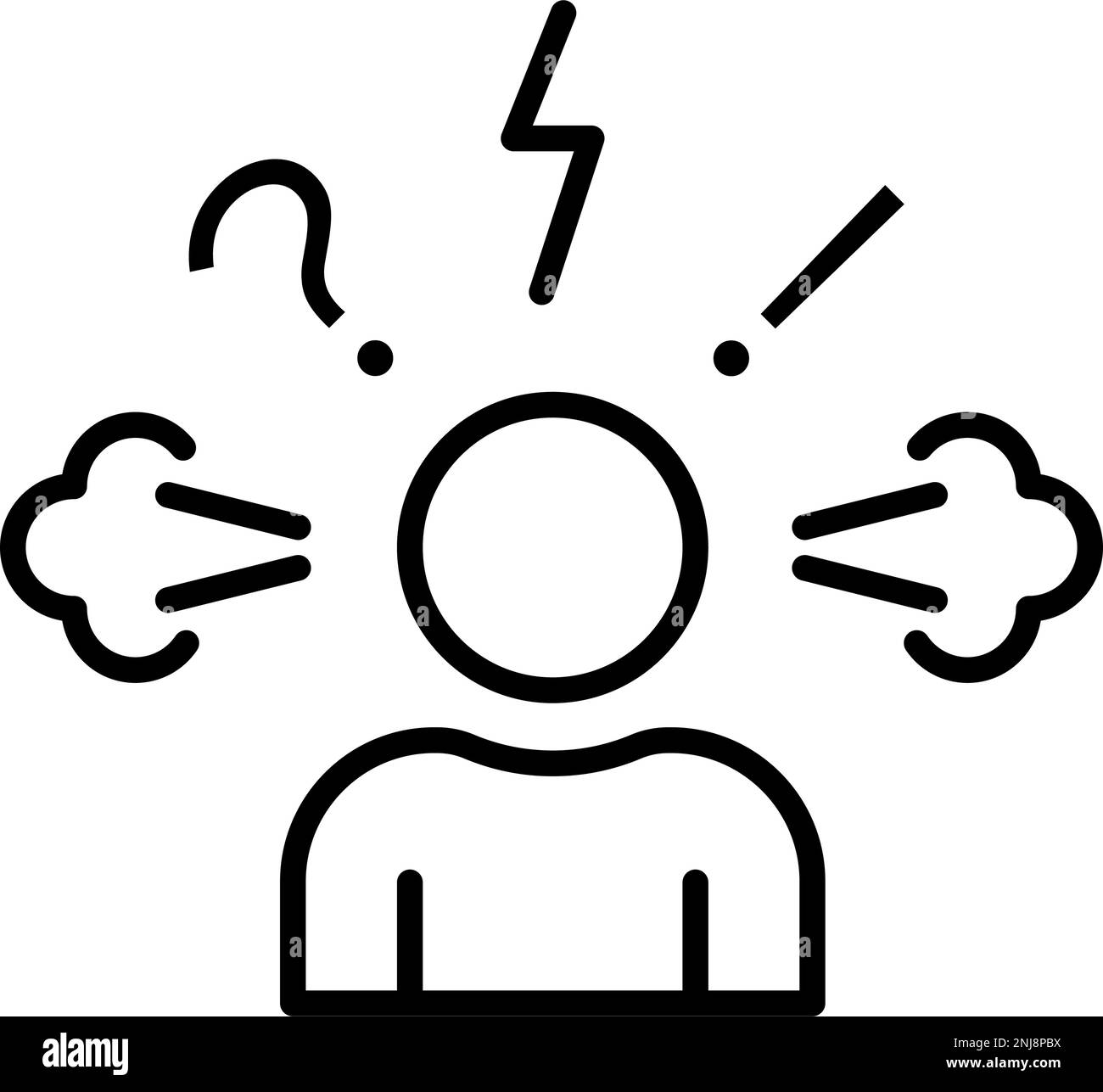 Symbole de stress ou d'anxiété de la personne en colère. Frustration, épuisement, furieux concept. Illustration vectorielle Illustration de Vecteur