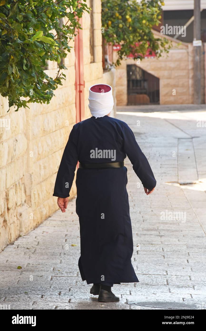 Druz homme en costume traditionnel, Israël Banque D'Images