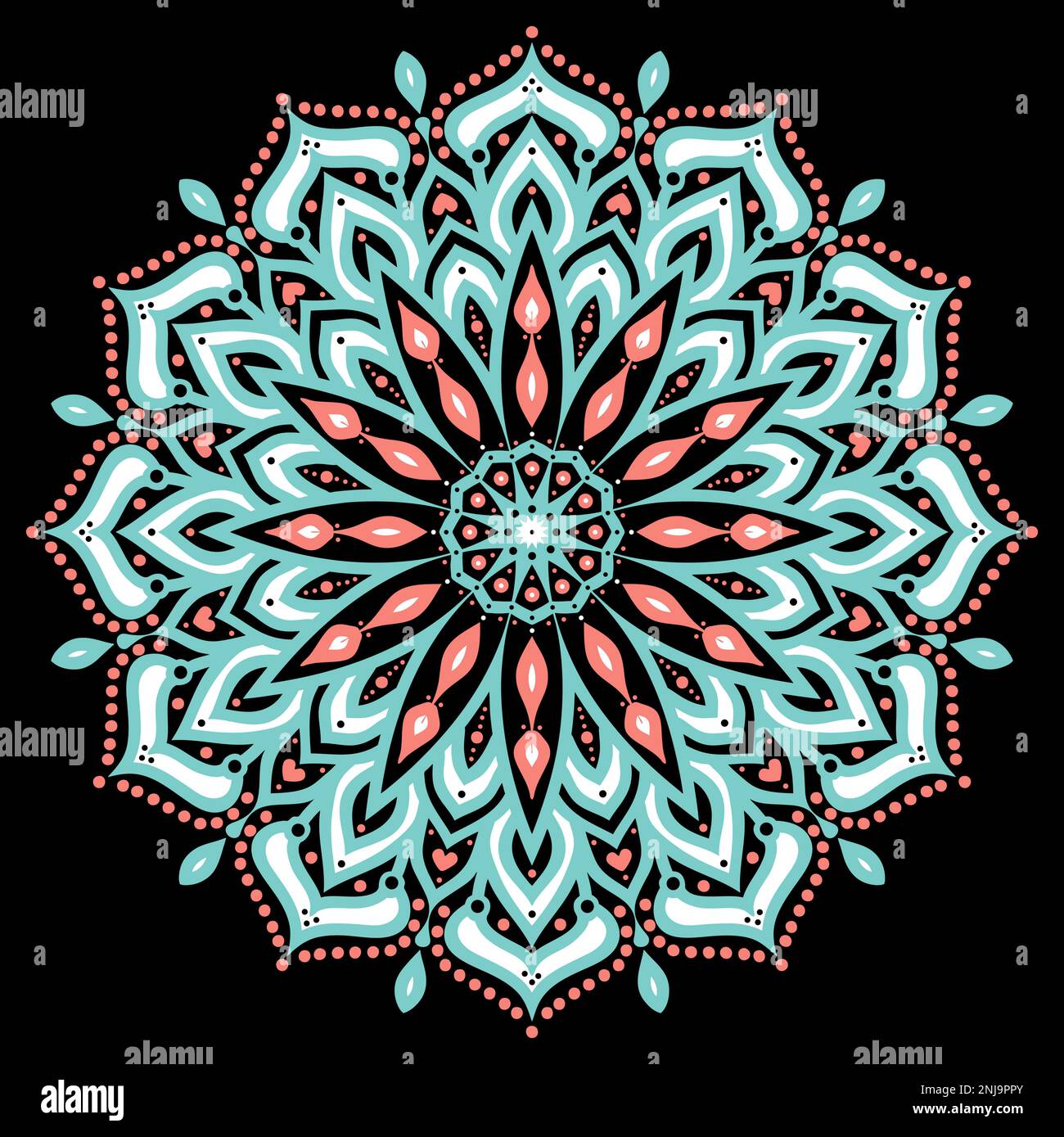 Mandala - Rose corail et Bleu pâle Banque D'Images