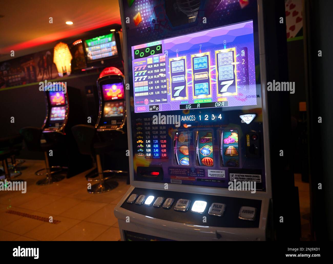 Machines à sous dans l'établissement de jeu, Sala de juego Las Vegas, Gran Canaria Banque D'Images Machines à sous dans l'établissement de jeu, Sala de juego Las Vegas, Gran Canaria Banque D'Images