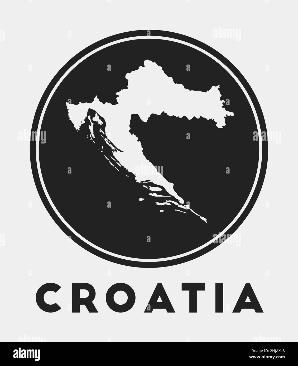 Icône Croatie. Logo rond avec carte du pays et titre. Badge Croatie élégant avec carte. Illustration vectorielle. Illustration de Vecteur