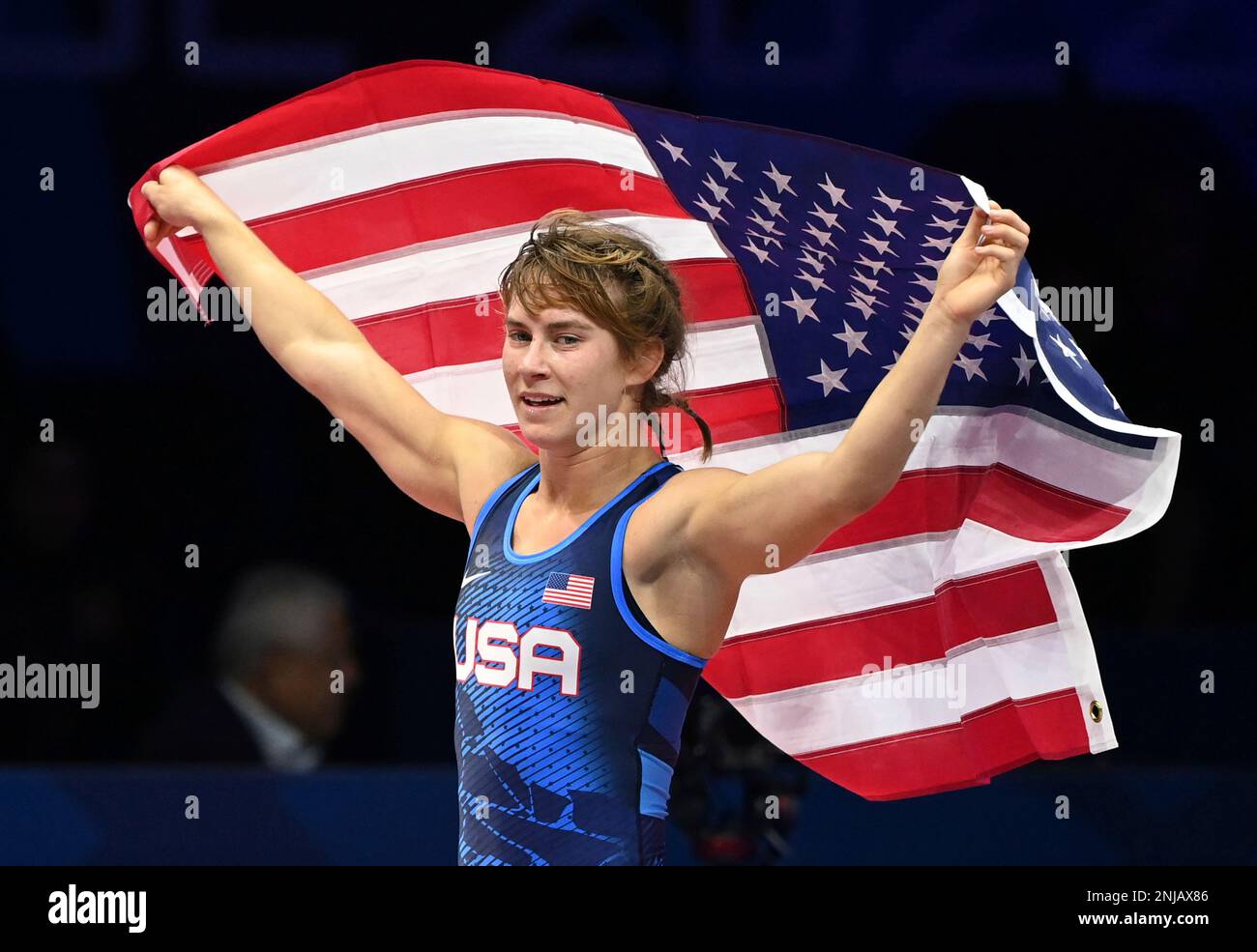 Dominique Olivia PARRISH of Untied States of America reacts after the