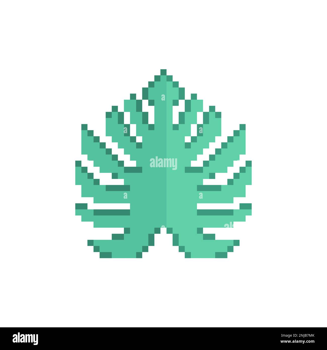 Image de pixel de feuille tropicale isolée. Illustration vectorielle Illustration de Vecteur