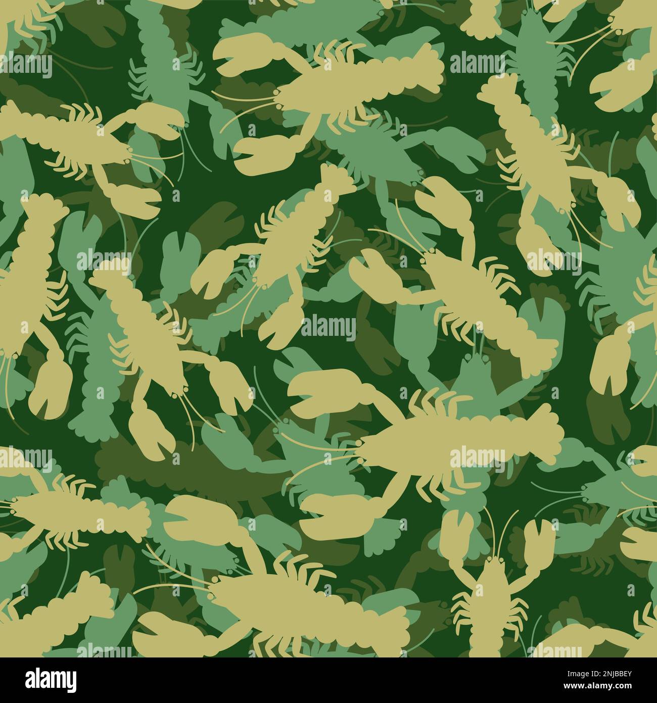 Motif de l'armée de l'écrevisse sans coutures. Animal de mer avec griffes texture militaire pour les chasseurs et les soldats Illustration de Vecteur