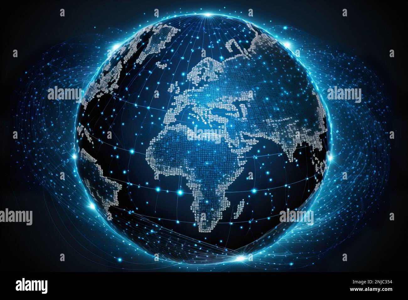 Carte de la planète. Carte du monde. Réseau social mondial. Futur. Fond bleu futuriste avec planète Terre. Internet et technologie. Bleu flottant Banque D'Images