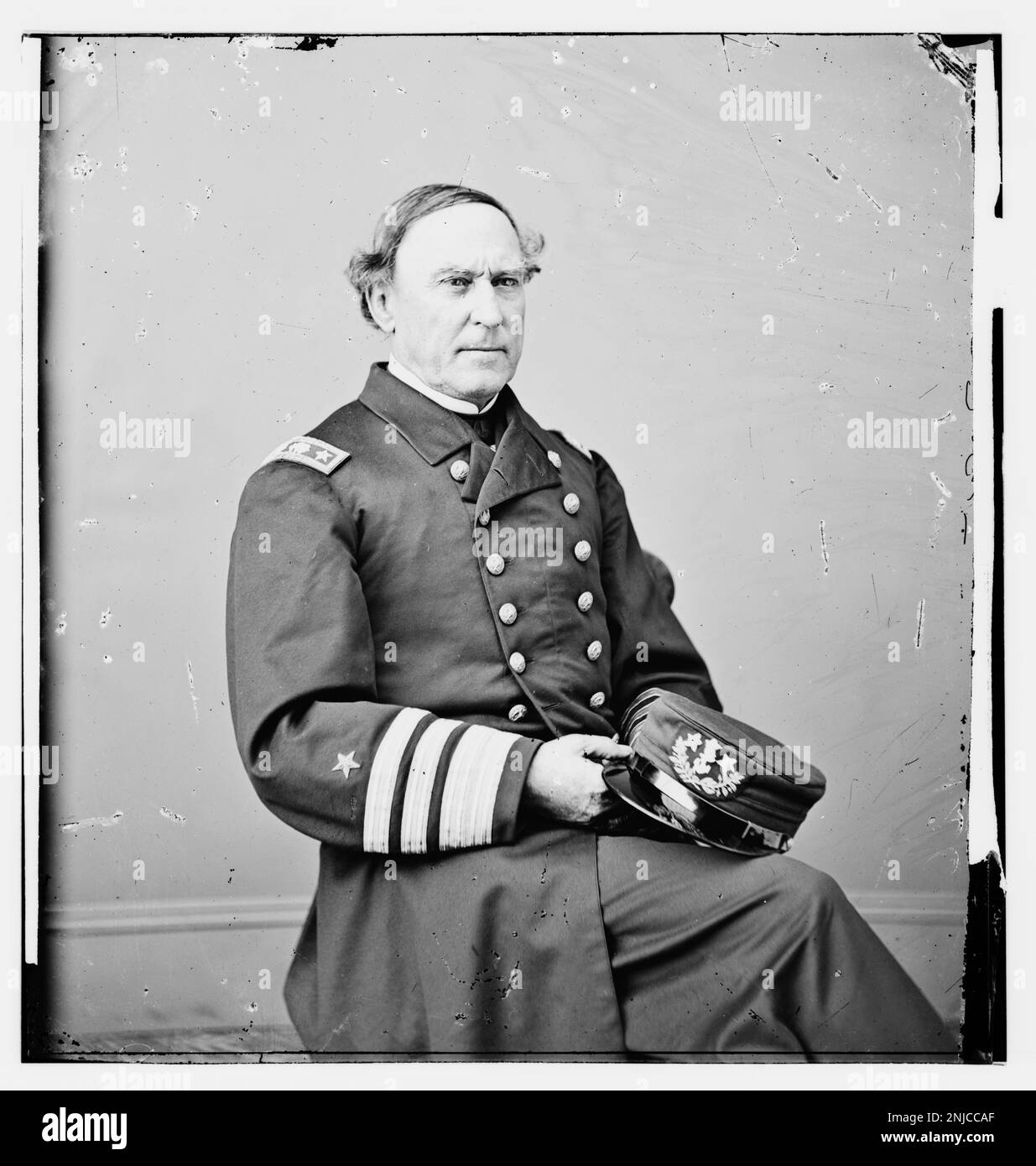 Portrait de l'amiral David Farragut, officier de marine de l'Union pendant la guerre de Sécession, extrait de la collection Brady-Handy à la Bibliothèque du Congrès. Banque D'Images