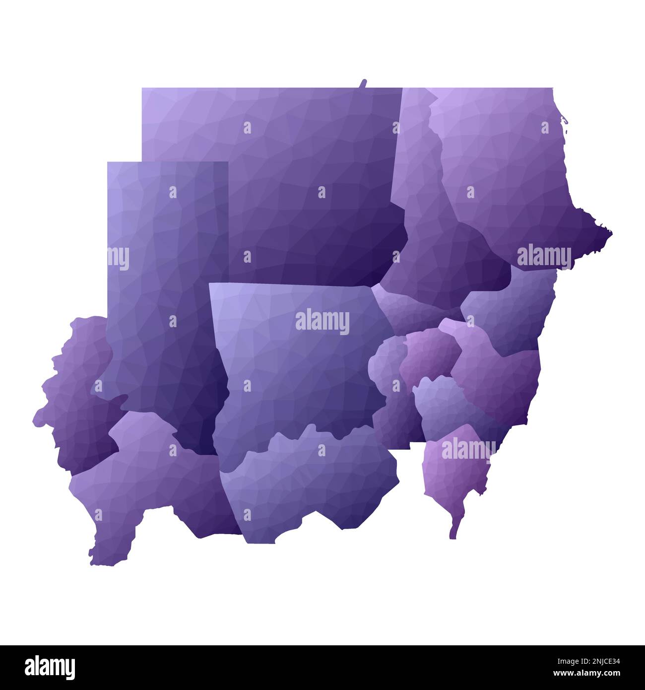 Carte du Soudan. Contour géométrique de pays. Illustration de vecteur violet favorable. Illustration de Vecteur