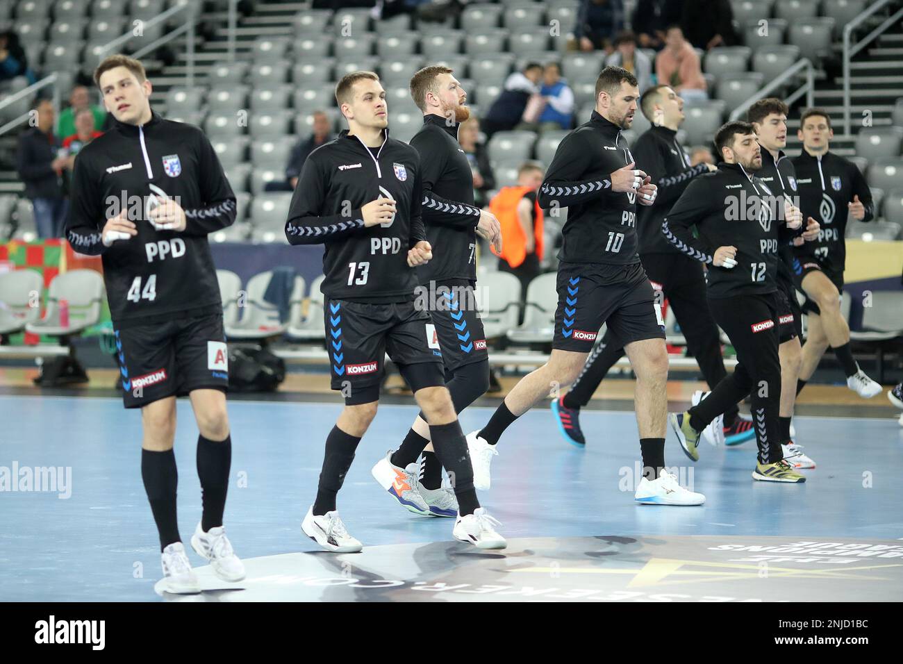 Pendant le groupe de la Ligue des champions de l'EHF, Un match entre le HC PPD Zagreb et le SC Magdeburg à l'Arena Zagreb sur 22 février 2023 à Zagreb, en Croatie. Photo: Slavko Midzor/PIXSELL Banque D'Images