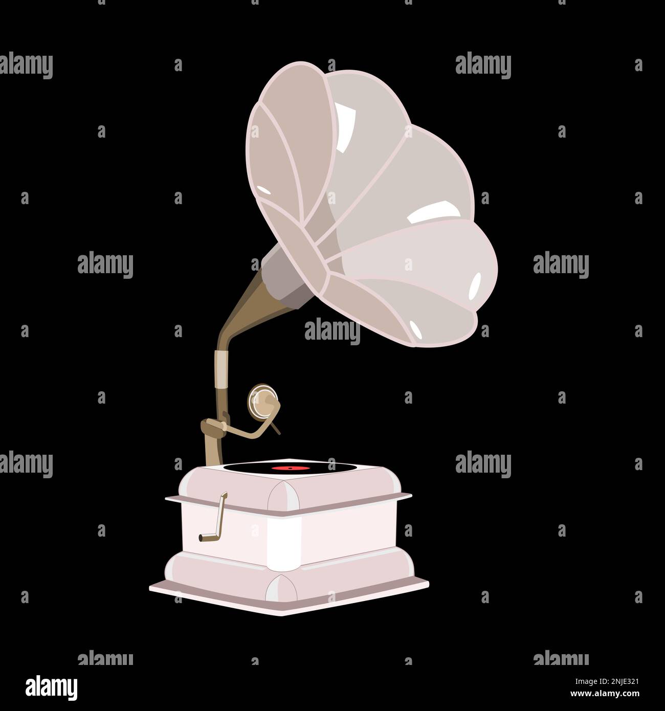 Gramophone vectoriel avec enregistrement de vinyle en technique plate Illustration de Vecteur