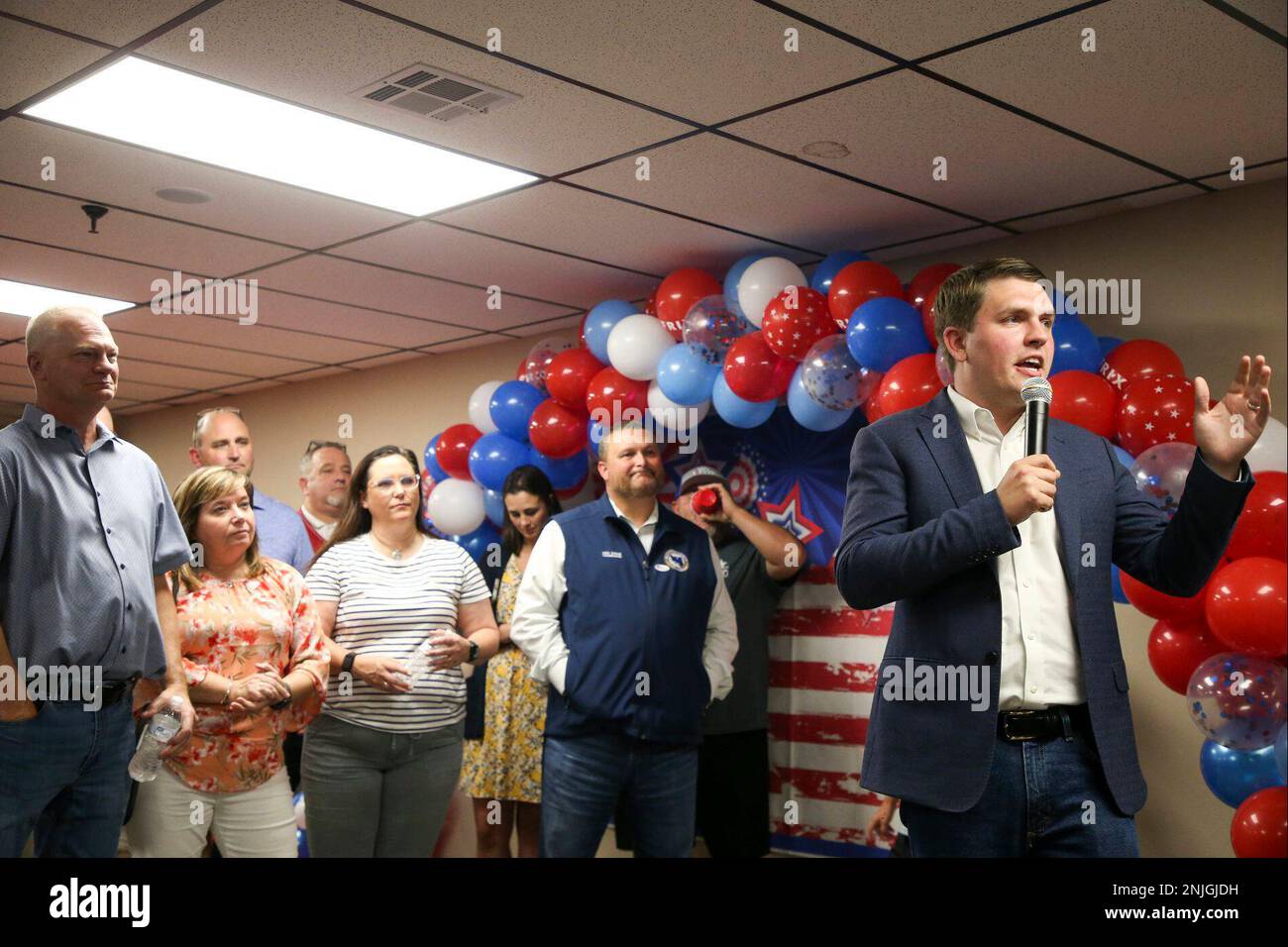 Congressional candidate Avery Frix gives his concession speech during