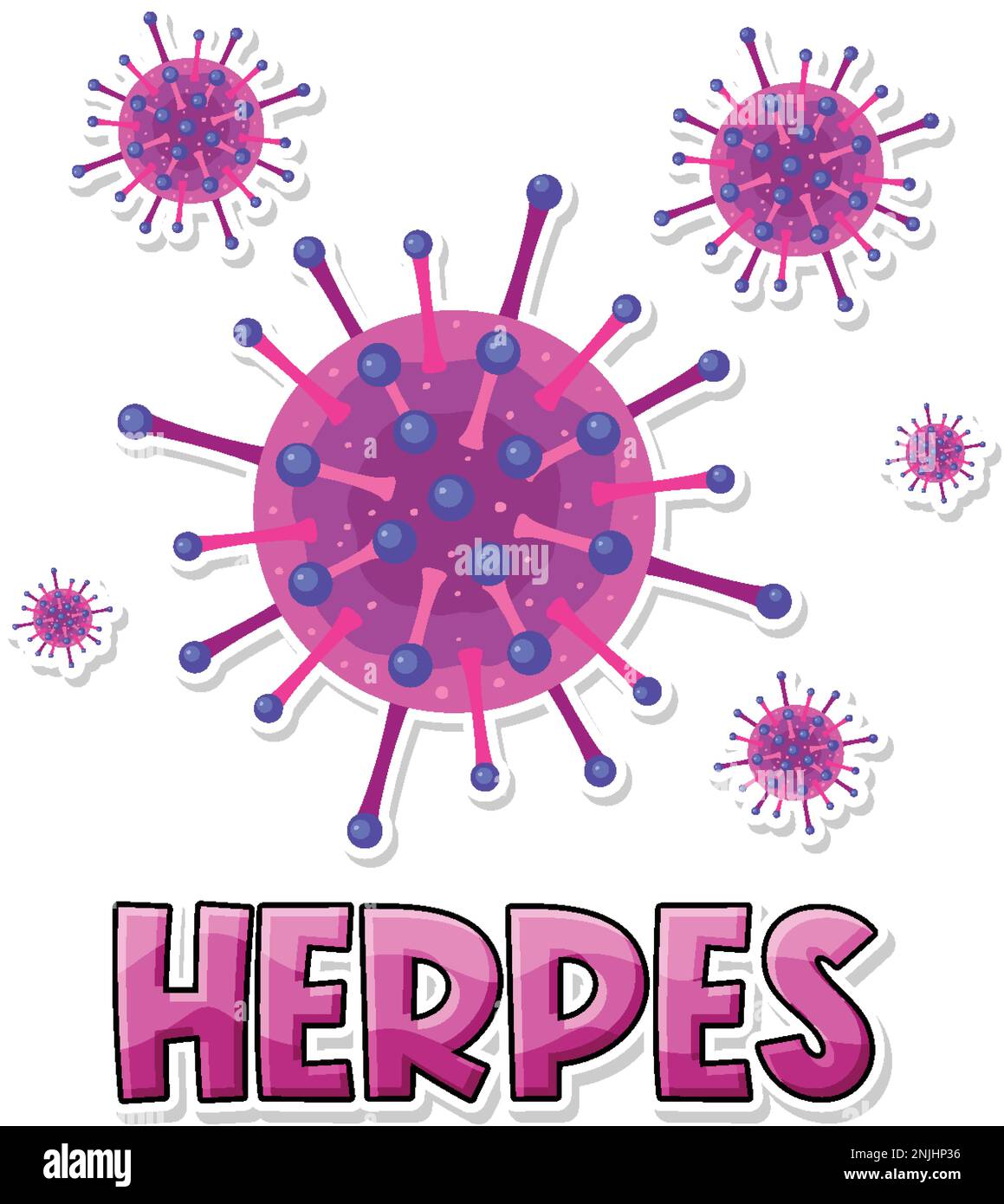 Illustration du virus herpès simplex sur fond blanc Illustration de Vecteur