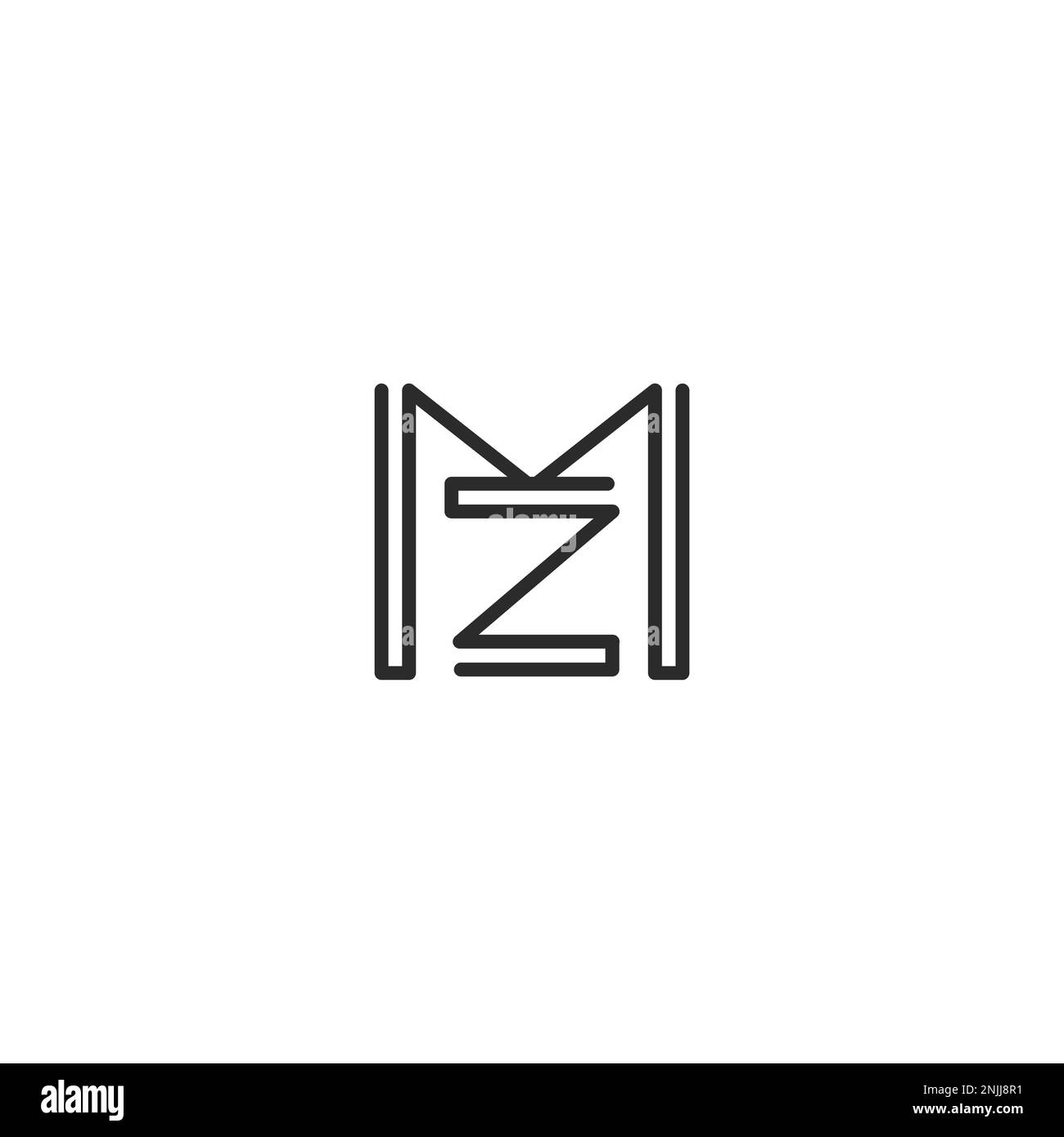 Lettres de l'alphabet initiales Monogram logo ZM, MZ, M et Z Illustration de Vecteur