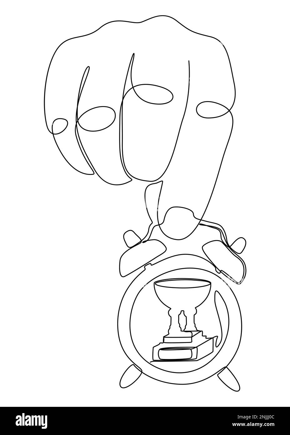 Une ligne continue de réveil avec prix. Concept de vecteur d'illustration à trait fin. Dessin de contour idées créatives. Illustration de Vecteur