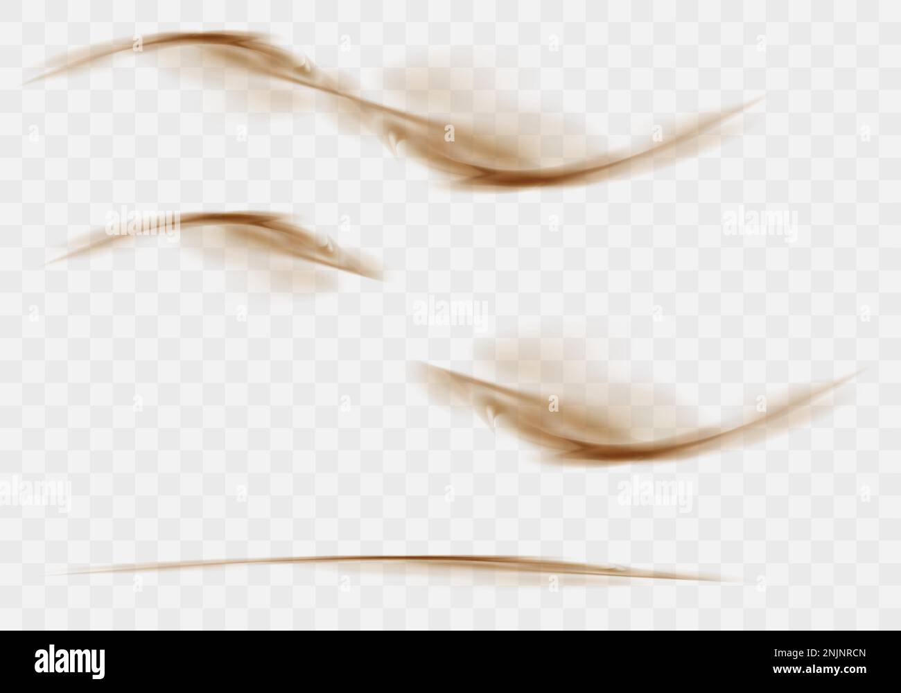 Set de tempête de sable dans le désert, nuages bruns poussiéreux ou sable sec volant avec la rafale de vent, collection d'explosion Illustration réaliste de vecteur de texture isolée sur fond transparent Illustration de Vecteur