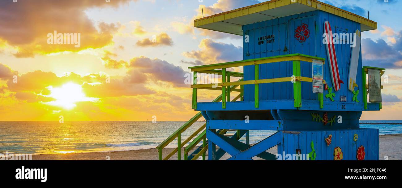 Vue sur Miami Beach au lever du soleil, États-Unis Banque D'Images