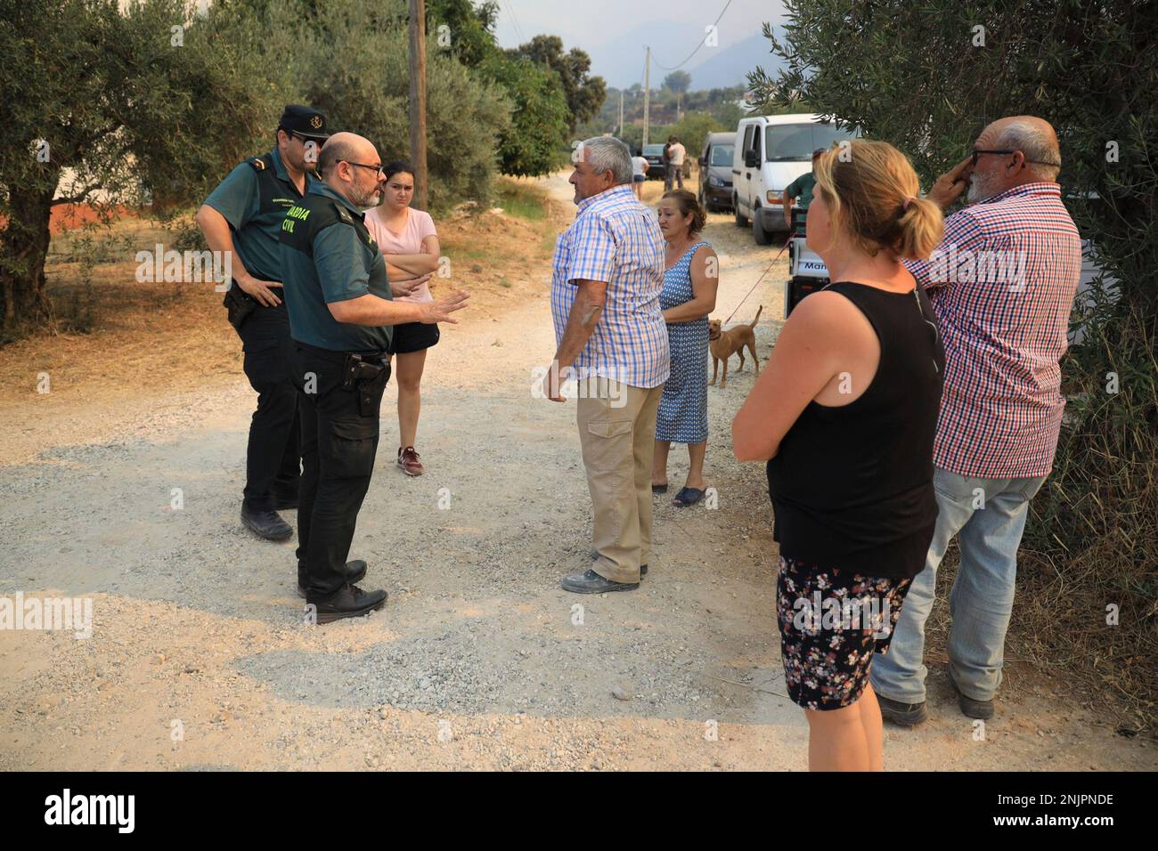 Residents of Alhaurin el Grande have been preventively evacuated due to the fire in the Sierra de Mijas on July 15, 2022 in Alhaurin el Grande (Malaga, Andalusia, Spain). 15 JULY 2022 Álex Zea / Europa Press 07/15/2022 (Europa Press via AP) Banque D'Images
