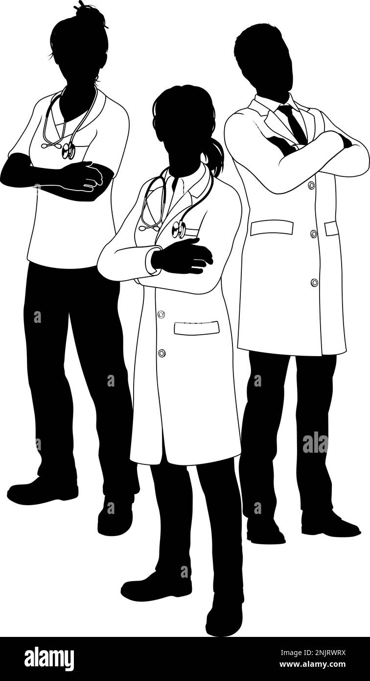 Silhouette Medical Services Doctor Team People Illustration de Vecteur