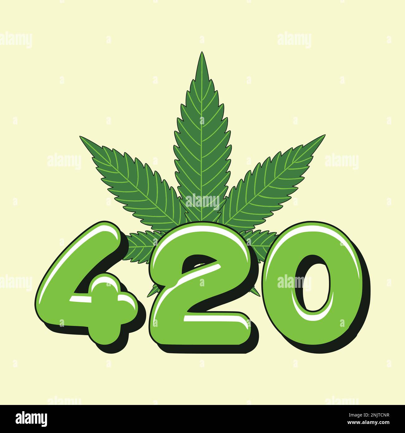 Numéro 420 avec une feuille de marijuana. Illustration de Vecteur
