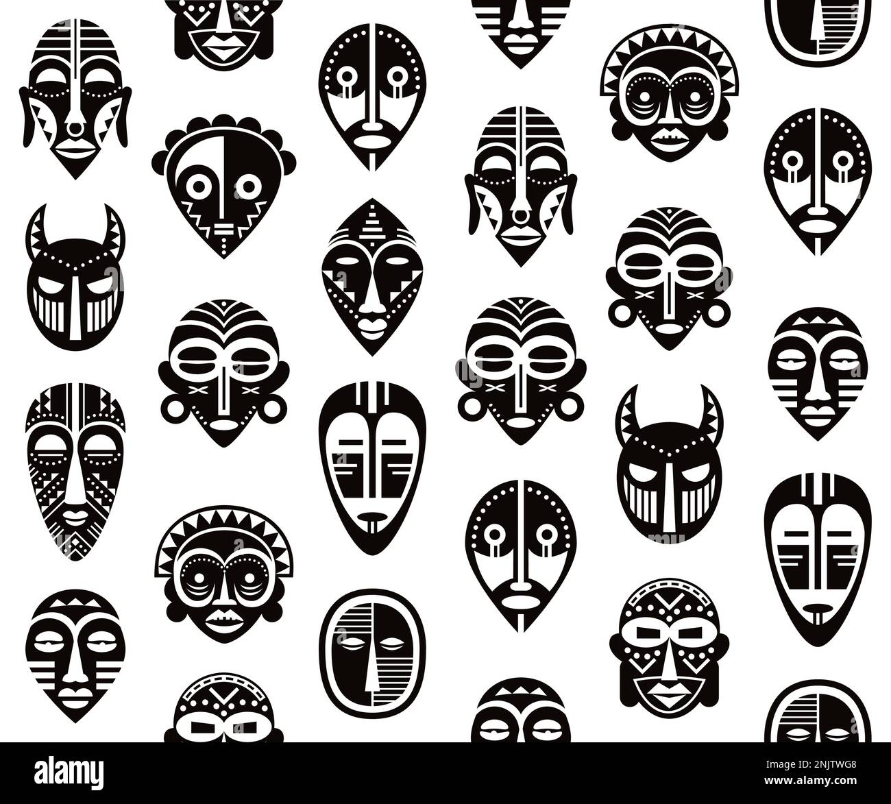 Afrique tribal vecteur masque vecteur modèle sans couture, rituel ethnique masques répétition conception Illustration de Vecteur