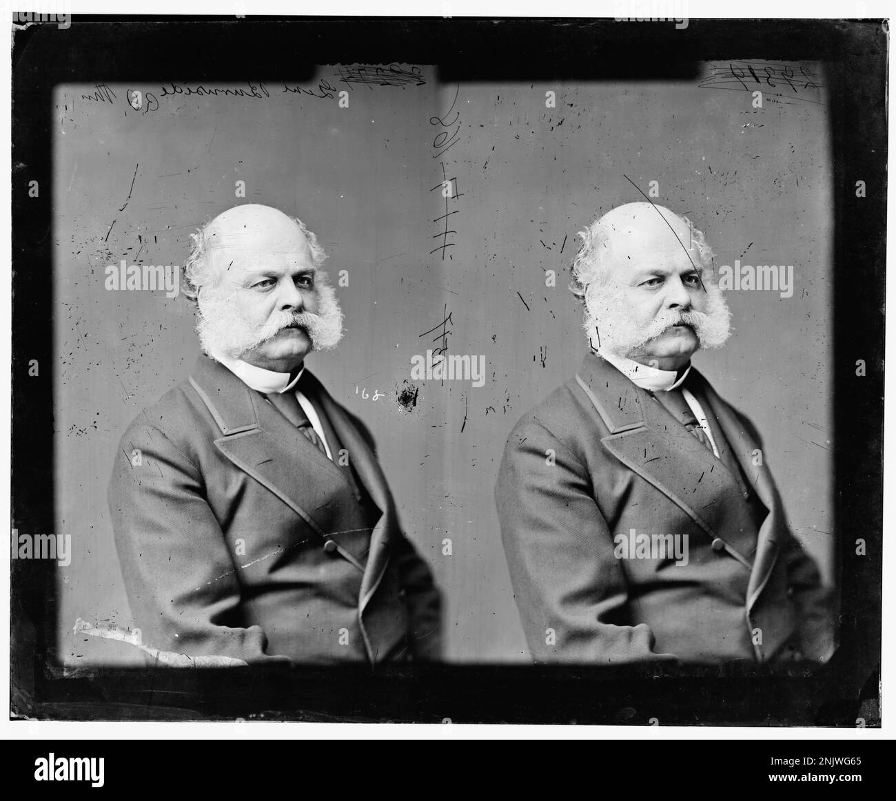 Portrait de Honor Ambrose Burnside, un politicien de Rhode Island, présenté dans la collection Brady-Handy de la Bibliothèque du Congrès. La photographie montre Burnside dans une pose formelle. Banque D'Images