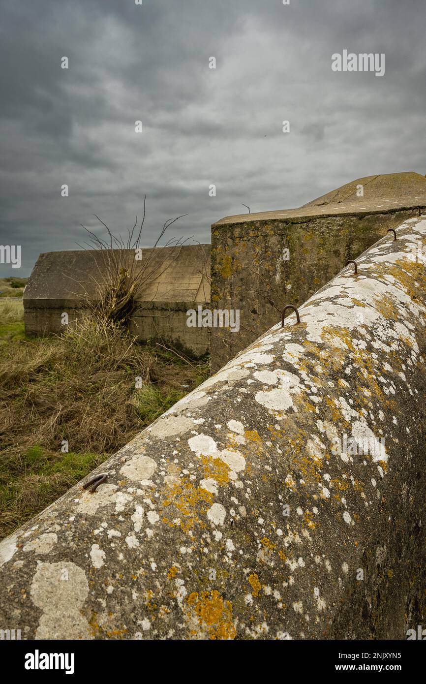 Bunkers allemands à Utah Beach France. Banque D'Images
