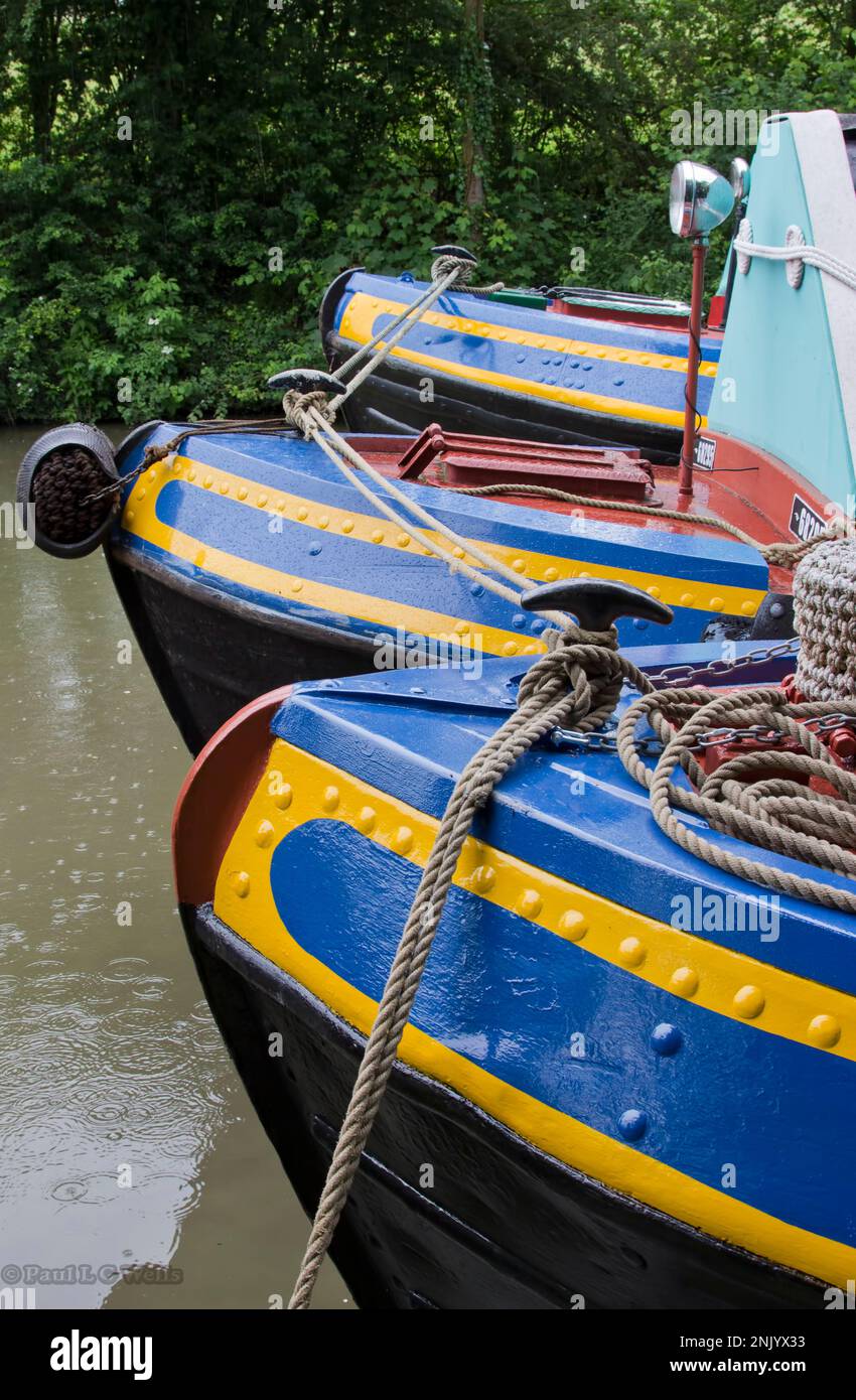 Canal et voie navigable, y compris les bateaux étroits historiques, la peinture traditionnelle et les dessins Banque D'Images