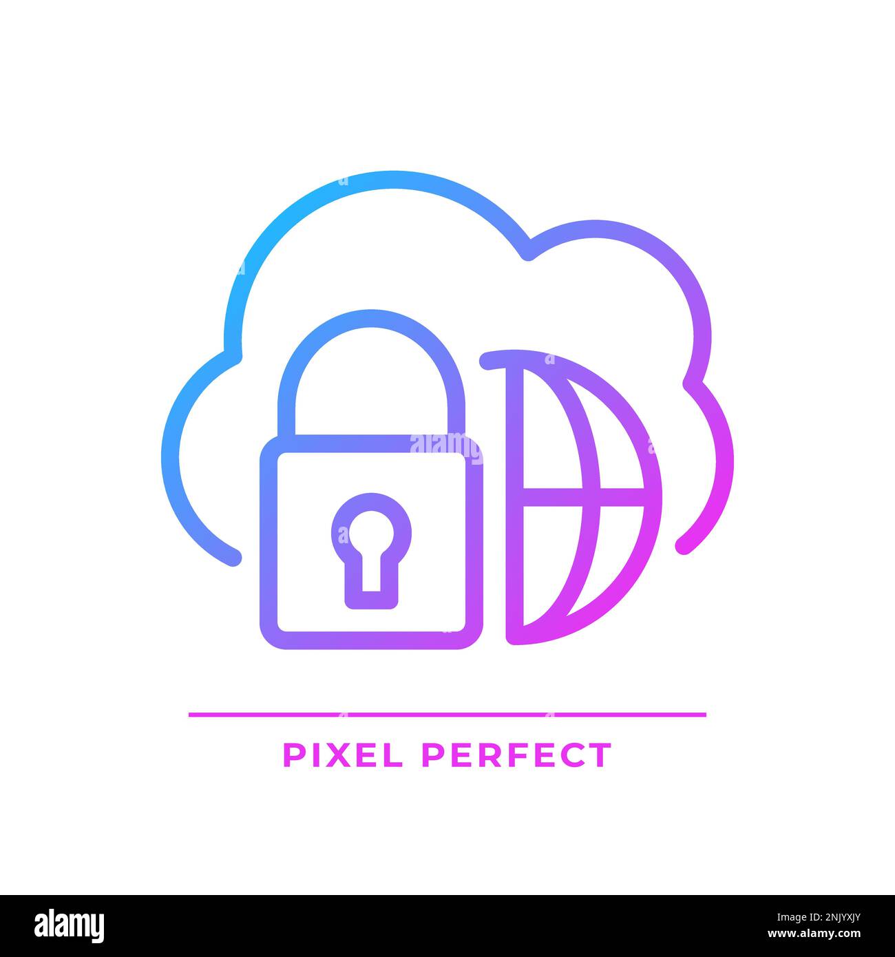 Icône de vecteur linéaire à gradient parfait de pixel de nuage hybride Illustration de Vecteur