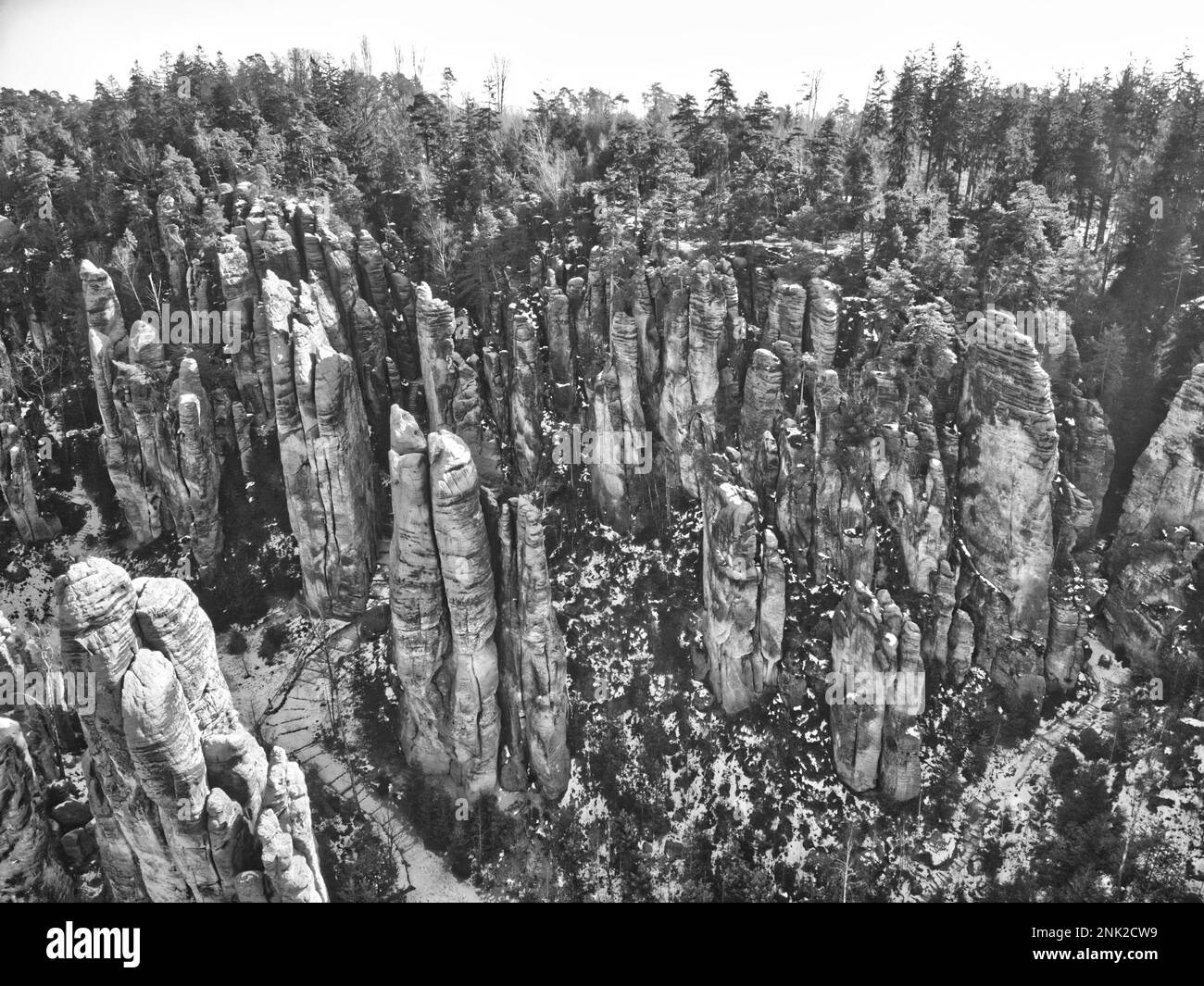Formations rocheuses de grès sur les rochers de Prachov dans la région de Cesky Raj, République tchèque Banque D'Images