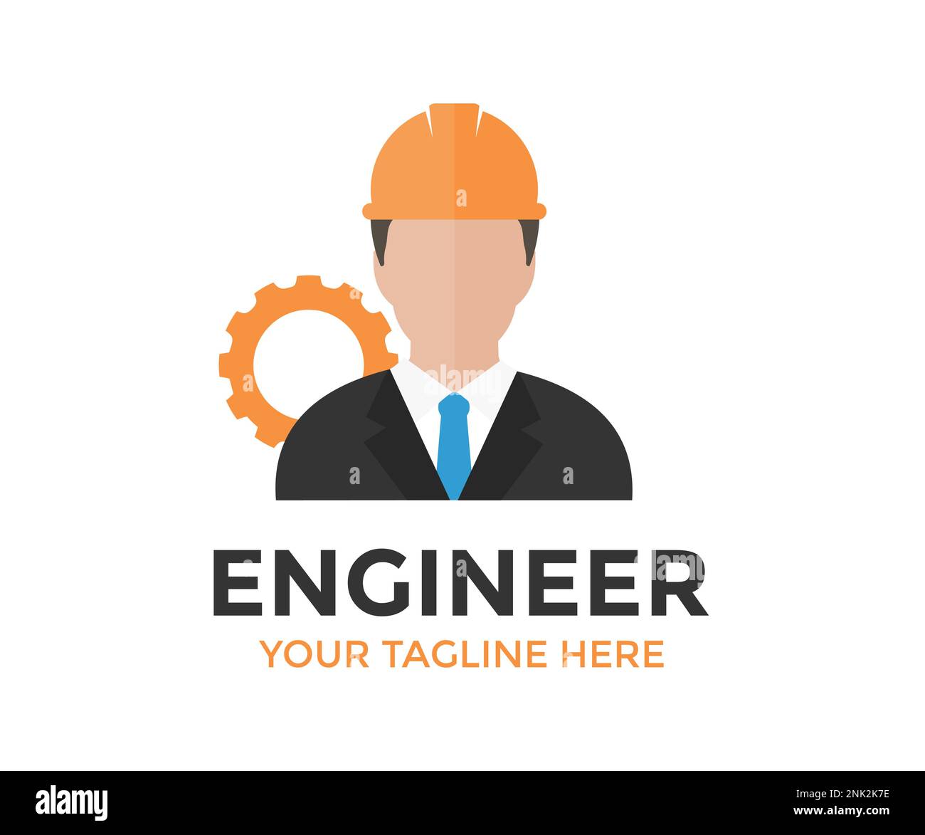 Design du logo de l'ingénieur industriel professionnel. Profil de personne, symbole d'avatar, icône Homme. Homme ingénieur professionnel vecteur. Illustration de Vecteur