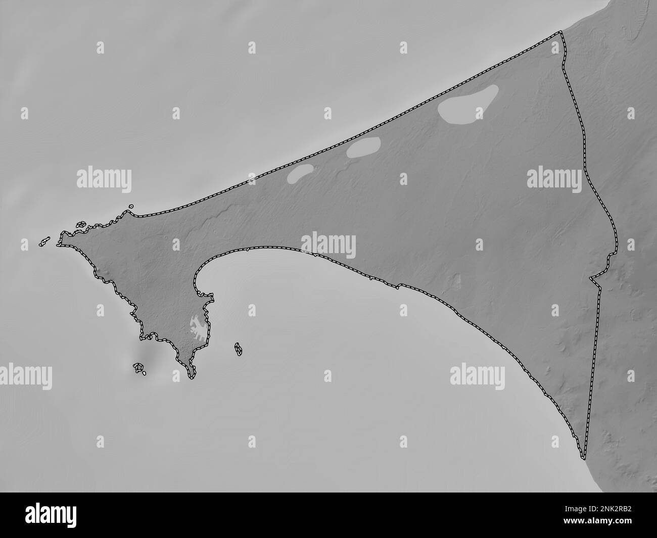 Dakar, région du Sénégal. Carte d'altitude en niveaux de gris avec lacs et rivières Banque D'Images