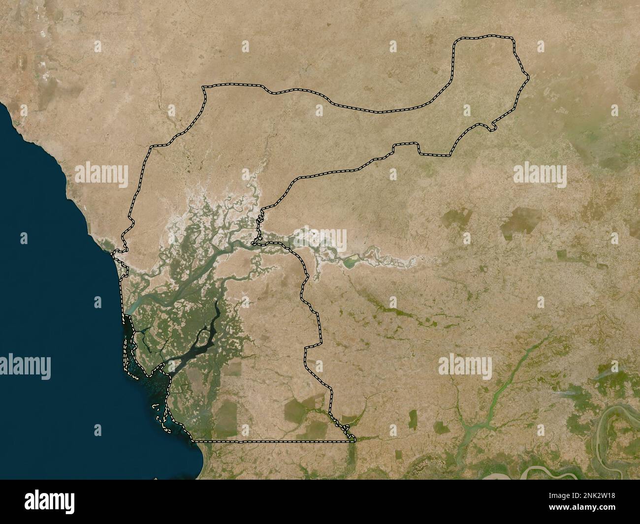 Fatick, région du Sénégal. Carte satellite basse résolution Banque D'Images
