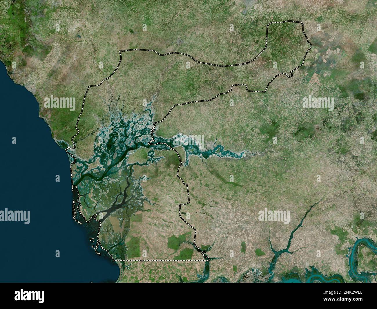 Fatick, région du Sénégal. Carte satellite haute résolution Banque D'Images