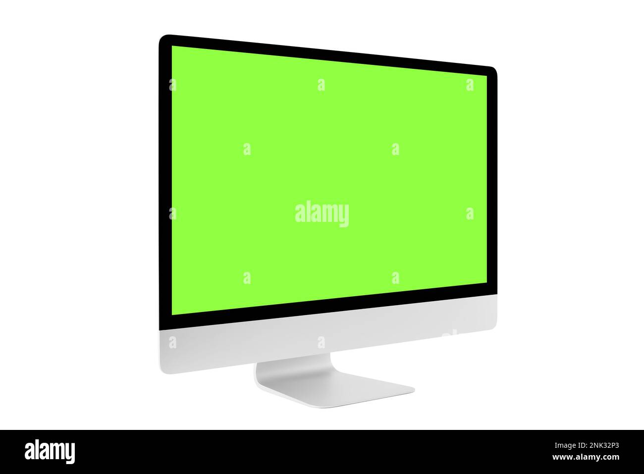 Maquette de moniteur PC vierge moderne avec écran Chroma Key isolé sur fond blanc, concepts Computer, Monitor, Data, Digital Display Banque D'Images