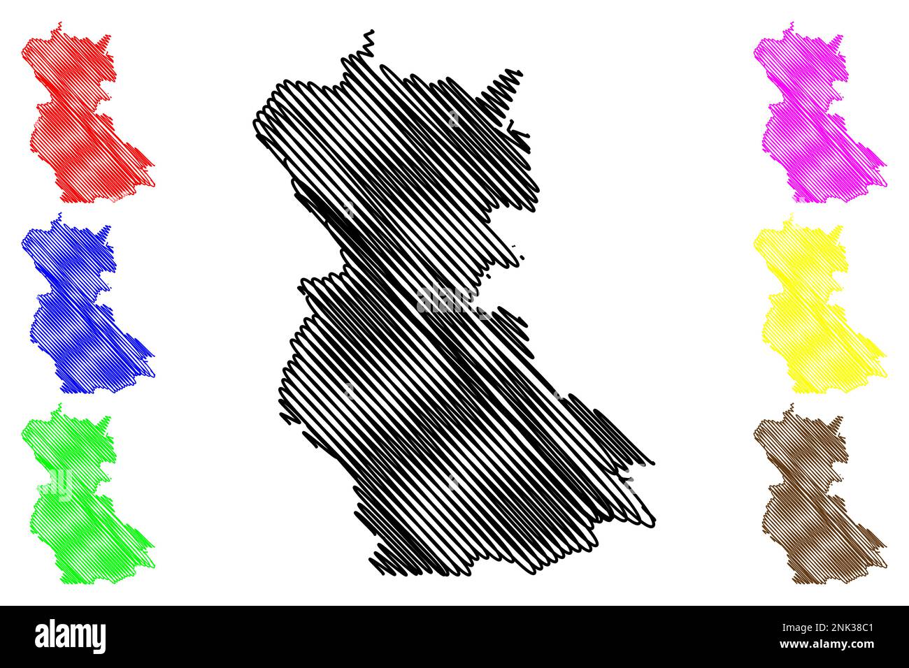 Municipalité de Cuauhtemoc (État libre et souverain de Chihuahua, Mexique, États-Unis mexicains) carte illustration vectorielle, scribble sketch Cuauhtémoc map Illustration de Vecteur