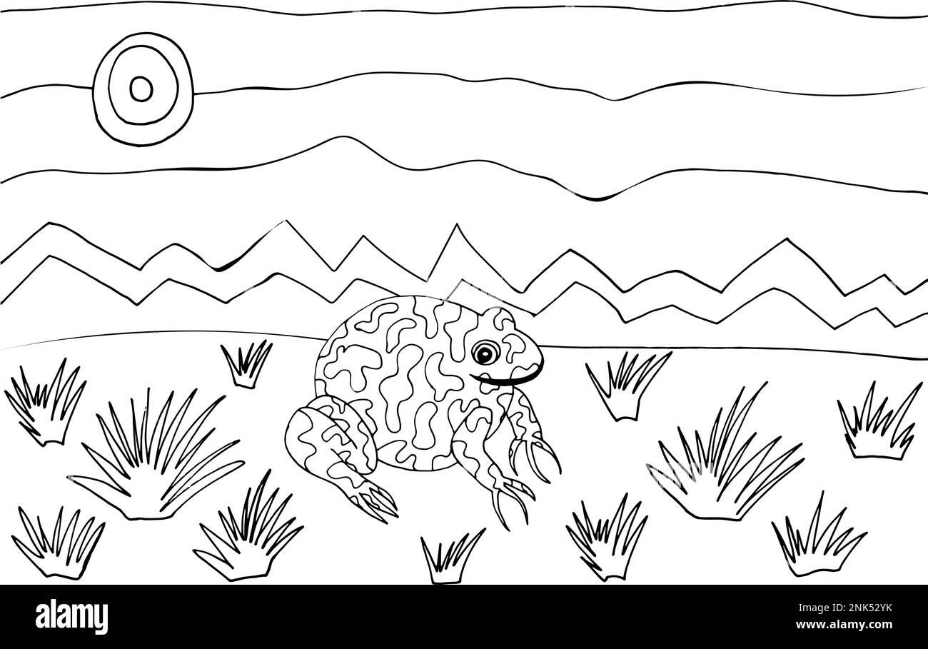 Page de coloriage avec grenouille Illustration de Vecteur