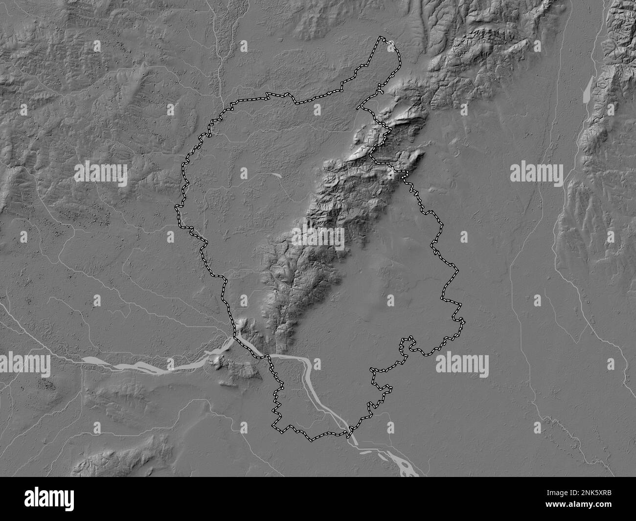 Bratislava, région de Slovaquie. Carte d'altitude à deux niveaux avec lacs et rivières Banque D'Images