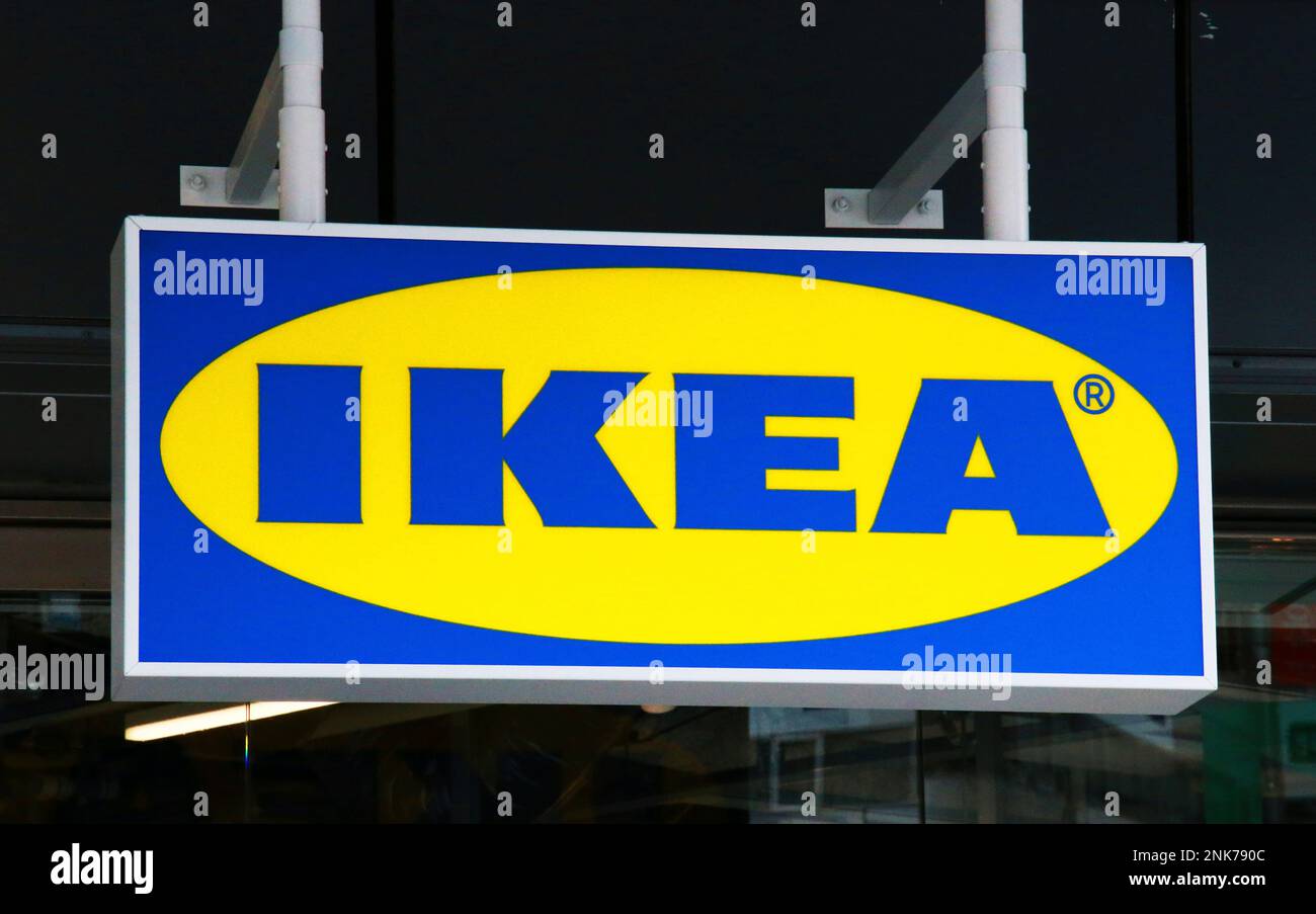 The trademark of IKEA is seen in Shinjuku Ward, Tokyo on April 24, 2022 ...