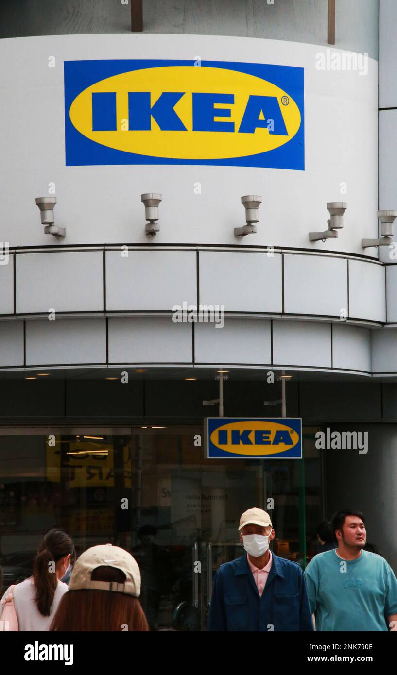 The trademark of IKEA is seen in Shinjuku Ward, Tokyo on April 24, 2022 ...