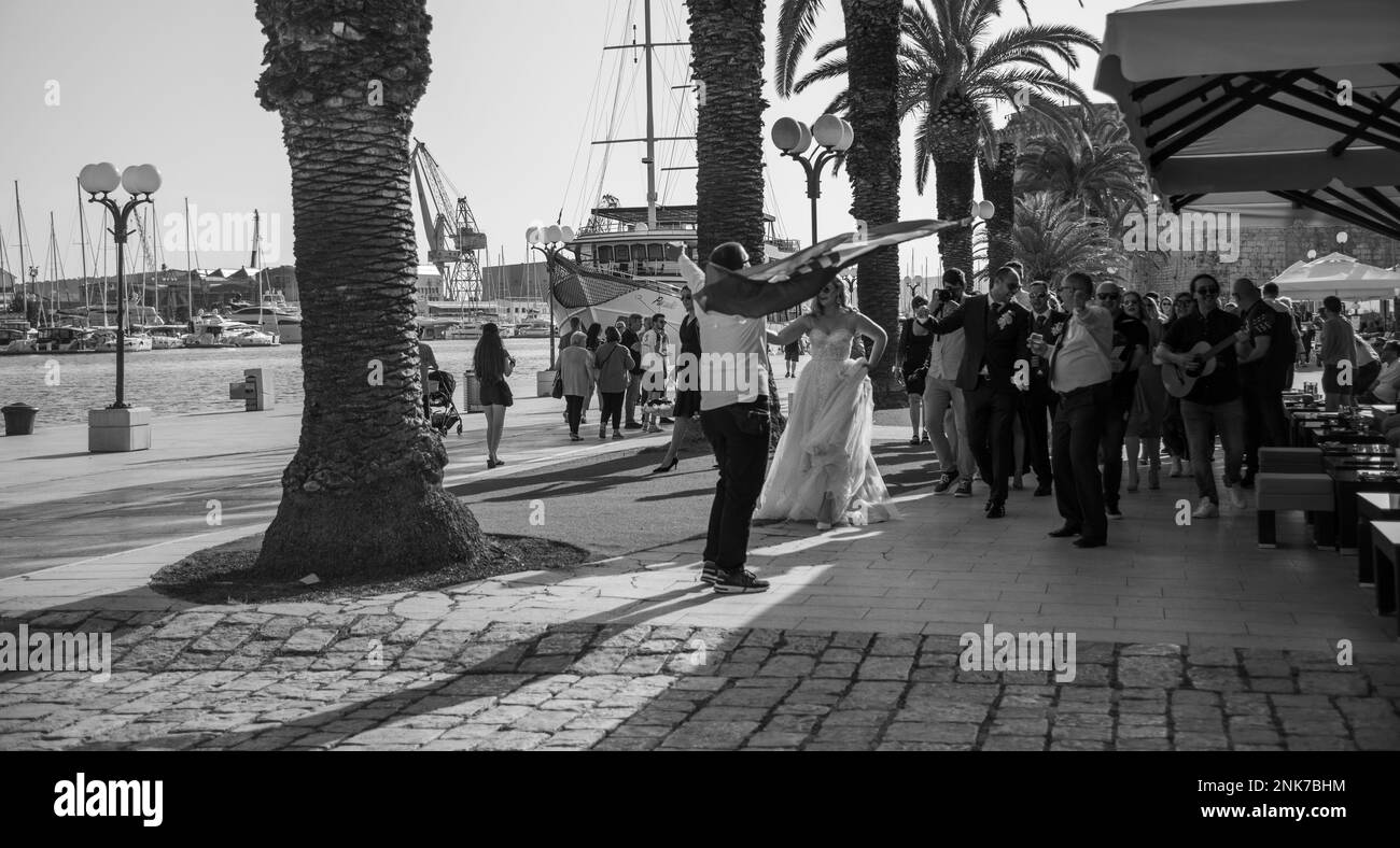 Vieille ville de Trogir, ponts et château, Croatie Banque D'Images