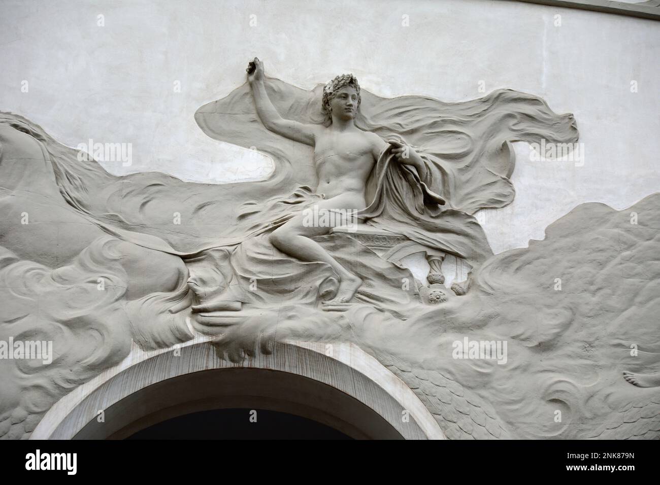 Détail architectural du théâtre municipal de style Art nouveau à Tunis Banque D'Images